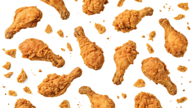 Best fried chicken legs crispy and juicy delicious food background pattern for restaurant menu and wallpaper