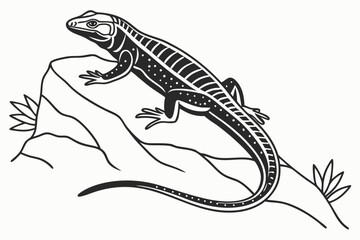coloring page line art the lizard black vector