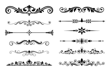 Ornate floral scroll dividers and flourishes ornament decorative