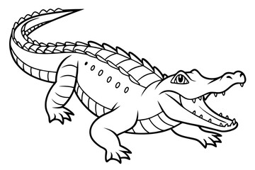 coloring page lineart the alligator black vector
