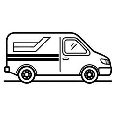 Minimal Delivery Van Line Art with Logo Space