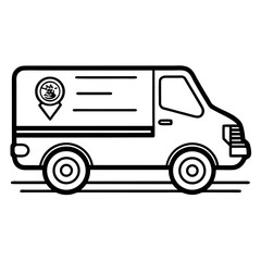 Minimal Delivery Van Line Art with Logo Space