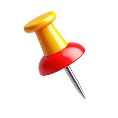 red & yellow push pin  isolated on Transparent Background.