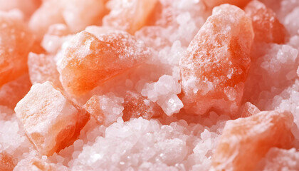 macro photo of pink himalayan salt crystals