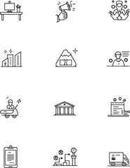Modern business icons symbolizing growth, ideas, and operations