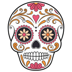 Floral Sugar Skull Clipart for Holiday Celebrations and Decor