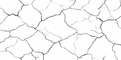 black and white dust and cracked concrete wall Texture pattern design element white background.
