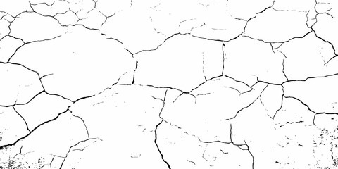 black and white dust and cracked concrete wall Texture pattern design element white background.
