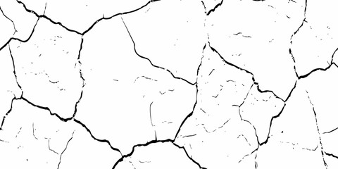 black and white dust and cracked concrete wall Texture pattern design element white background.
