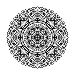 Intricate Black and White Mandala Design Vector   Decorative Floral Pattern Art. illustration