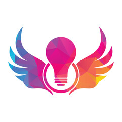 Wing bulb logo design icon vector.