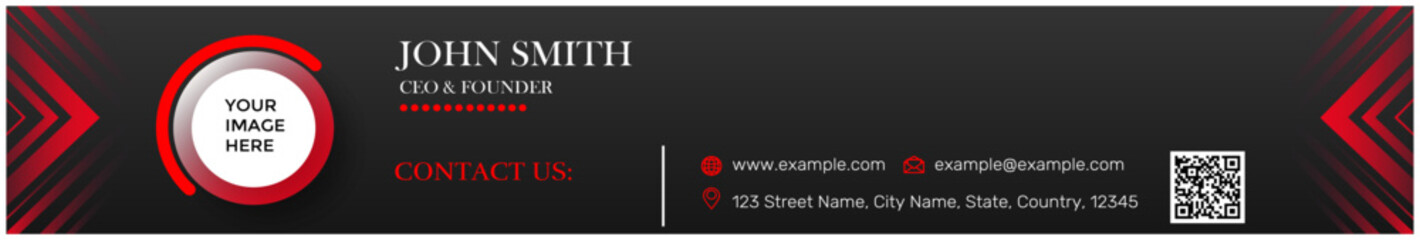 Professional email signature templates with contact details, logo, and social media icons