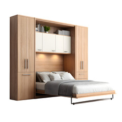 Murphy bed folded into wall closet, isolated on a white background --v 7.0