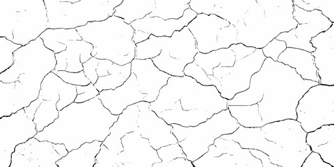 black and white dust and cracked concrete wall Texture pattern design element white background.
