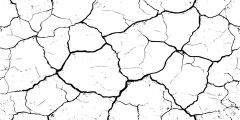 black and white dust and cracked concrete wall Texture pattern design element white background.
