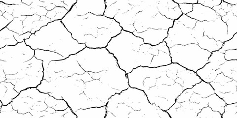 black and white dust and cracked concrete wall Texture pattern design element white background.
