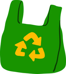 Flat Green Tote Bag Illustration With Recycle Symbol