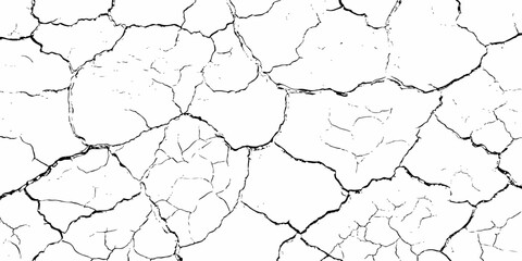 black and white dust and cracked concrete wall Texture pattern design element white background.
