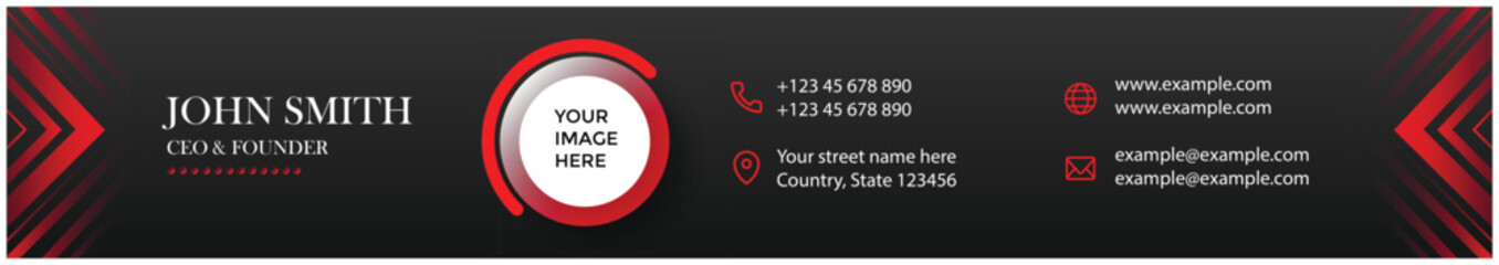 Elegant email signature design for john smith with contact info, social icons, and qr code