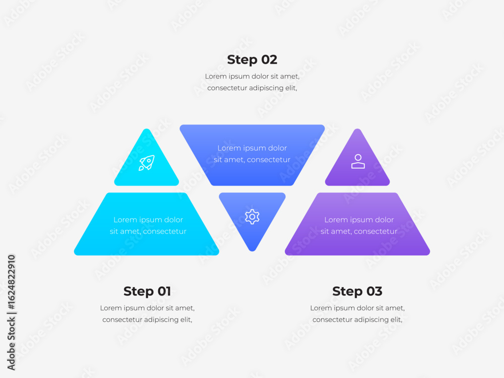 Wall mural modern infographic design featuring triangular shapes and text elements in vibrant colors, useful fo