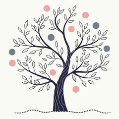 Obraz premium Abstract heart tree in nature with floral vector design