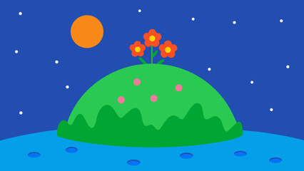 Fototapeta premium green island with orange trees