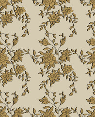 seamless pattern with leaves and flowers