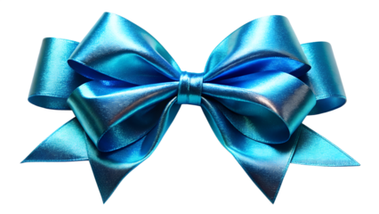 A shiny blue bow isolated on transparent background, perfect for adding a touch of elegance and festivity to any gift, decoration, or celebratory occasion