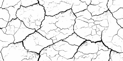 black and white dust and cracked concrete wall Texture pattern design element white background.
