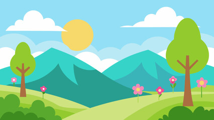 spring landscape with watercolor feel