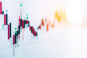 Stock market candlestick chart displaying various price movements with vibrant colors and clear indicators of trends