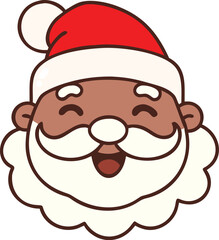Cartoon Santa Claus with Colorful Christmas Lights Celebratory Pose and Joyful Expression


