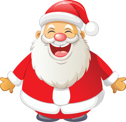 Merry Santa Claus in Traditional Red Suit with Christmas Lights Displaying a Festive Holiday Spirit