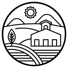 Minimalist Line Art Sustainable Farming Icon Vector Design &ndash; Eco-Friendly Agriculture Symbol