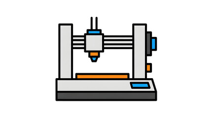 Vector illustration of a three d printer for rapid prototyping and manufacturing
