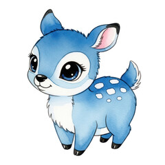Adorable blue fawn with big eyes, perfect for children's books and whimsical designs.