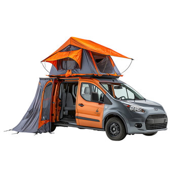 Pop-up tent attachment for campervan, isolated on a white background --v 7.0