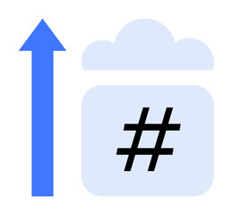 Obraz premium Trending metadata tag in a calendar, cloud, upward arrow symbolizing social media growth, data insights, content momentum. Ideal for SEO, analytics, growth strategies, cloud technology brand