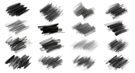 Black and Gray Brush Strokes Set for Artistic and Creative Design