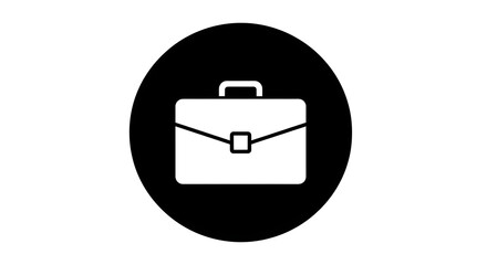 Briefcase vector icon for business portfolio and work bag symbol in black circle art