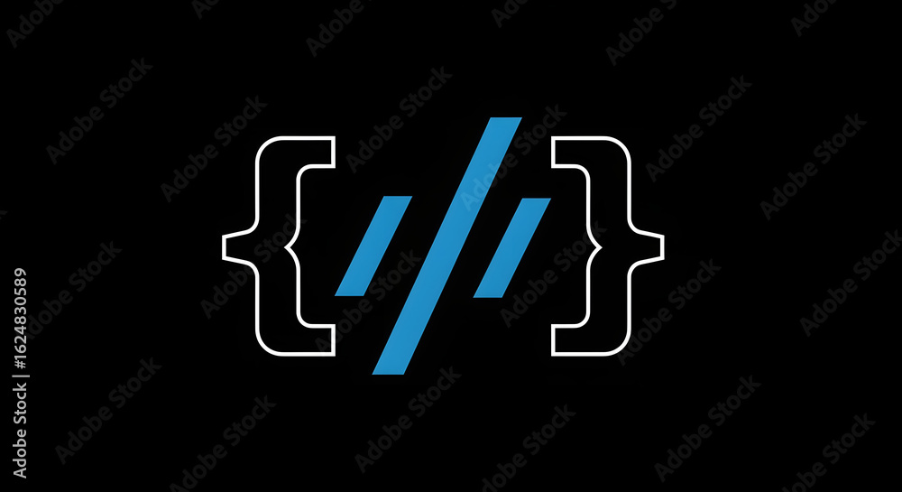 Wall mural coding logo design for software development and programming with bracket symbol vector