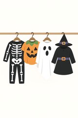 Costumes hang on a rack in preparation for Halloween festivities at a local store