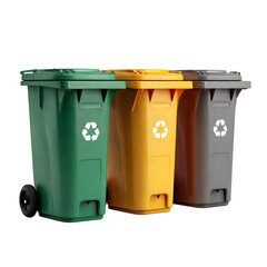 Pull-out trash and recycling bins, isolated on a white background --v 7.0