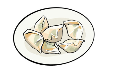 水餃子の手描きイラスト