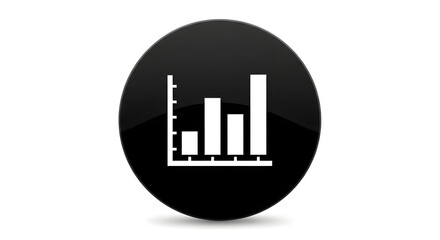 Obraz premium Business chart graph icon showing growth and success on black circle background image