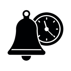 School Bell and Clock Icon Vector Illustration