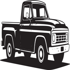 Illustration of a classic black pickup truck with white background in vector format style design