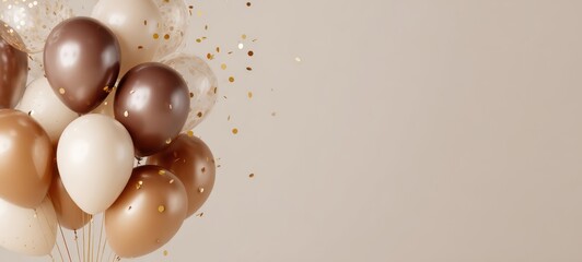 The elegant cluster of balloons in warm shades for a stylish celebration.