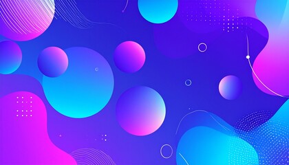 Abstract Fluid Background with Vibrant Gradients and Geometric Shapes, Colorful Abstract Background with Trendy Holographic Spheres and Modern Design Elements