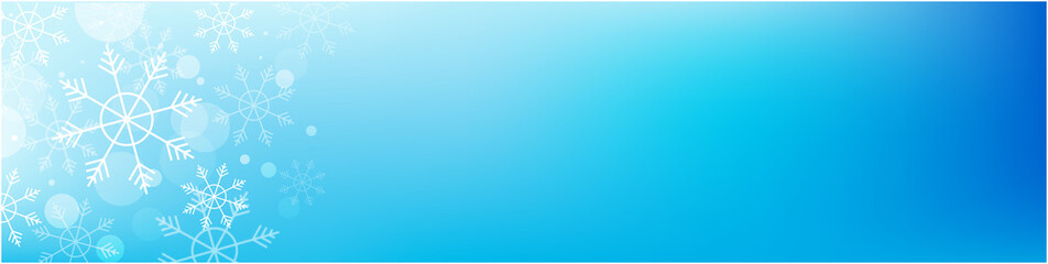 Winter banner with blue gradient and snowflakes, ideal for festive holiday and seasonal designs
